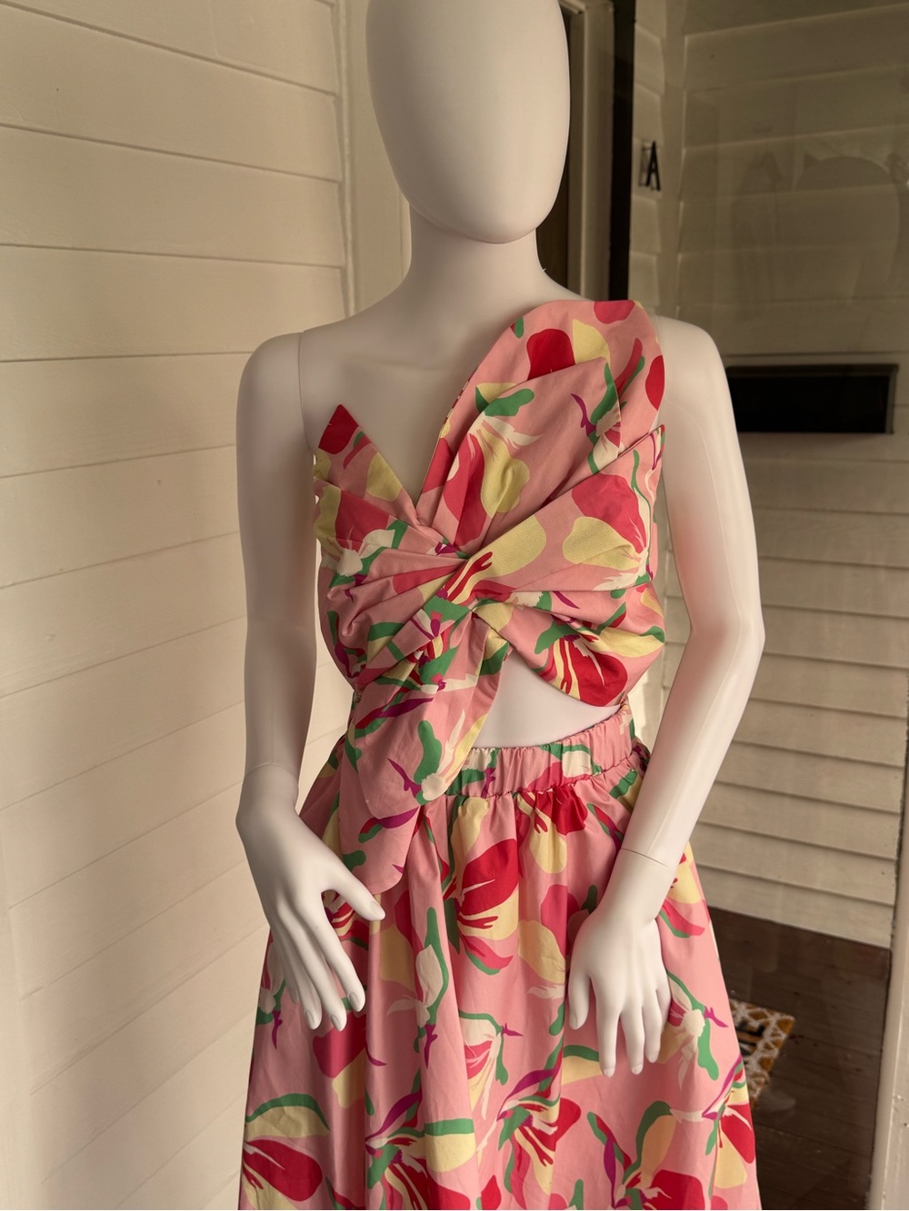 NWT Pink One Shoulder Floral *attached* Two-Piece Dress Set